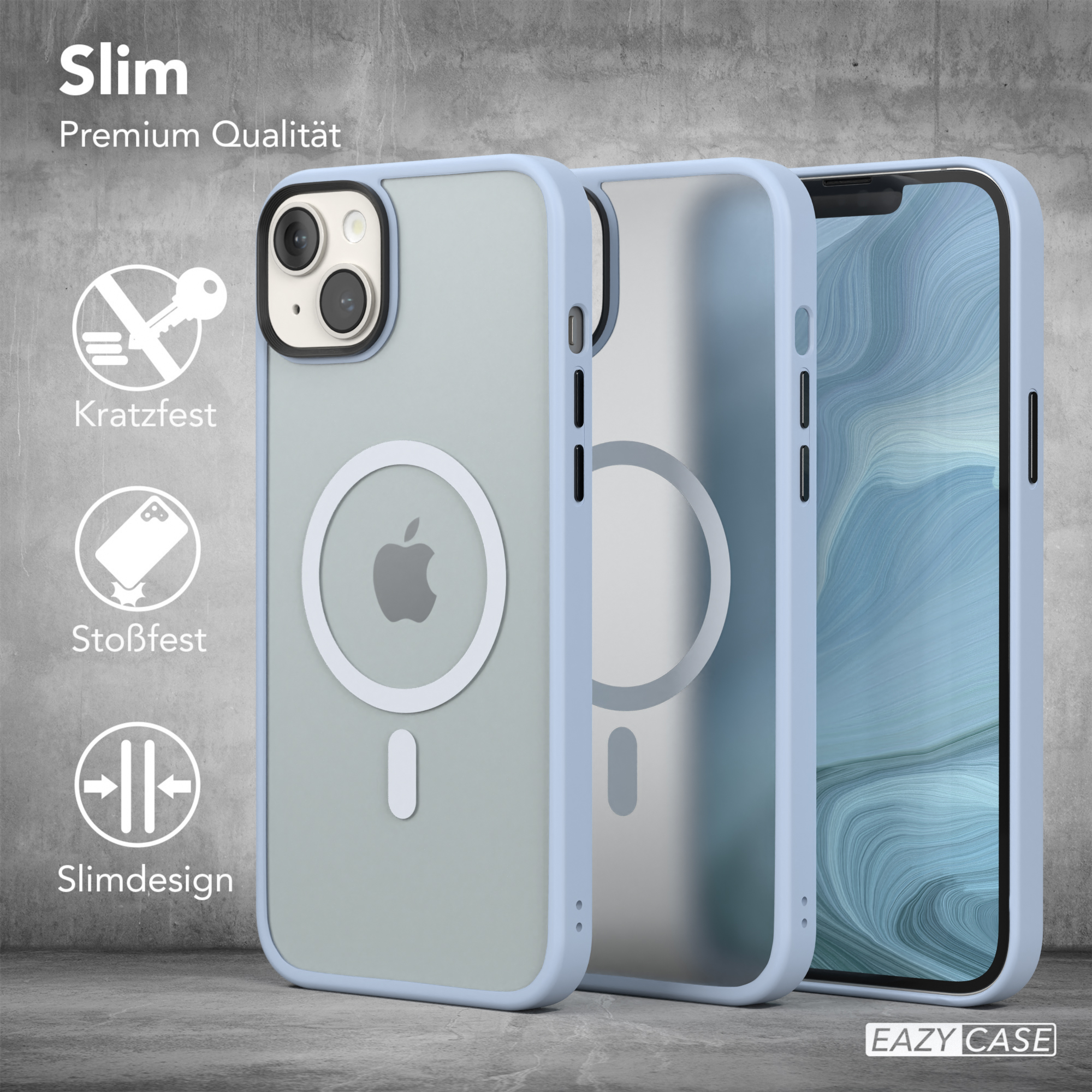 EAZY CASE Outdoor Case Matt Plus, 14 Backcover, Apple, mit MagSafe, Hellblau iPhone