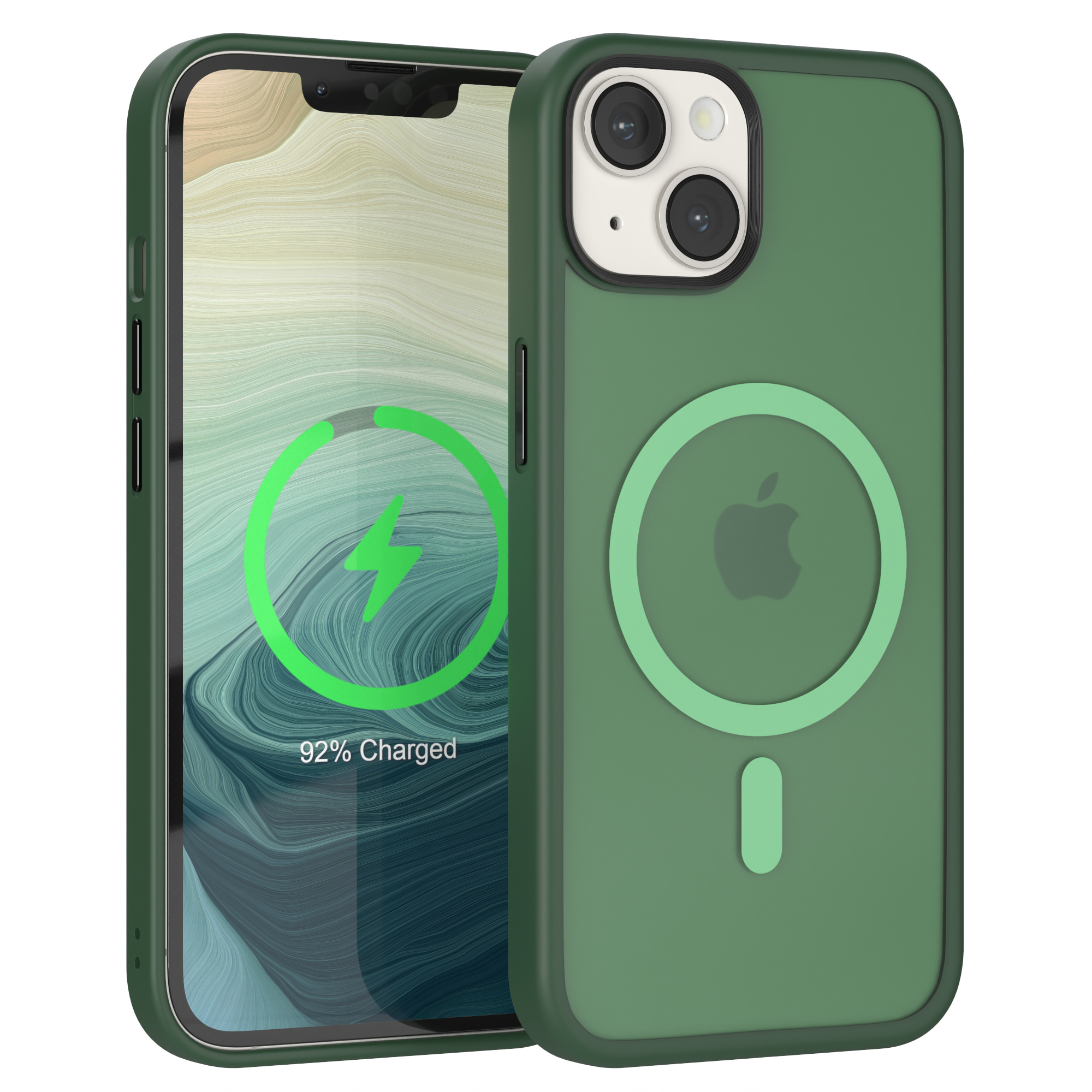 Apple, Case Outdoor EAZY Matt Backcover, mit iPhone MagSafe, iPhone / 14 13, Dunkelgrün CASE