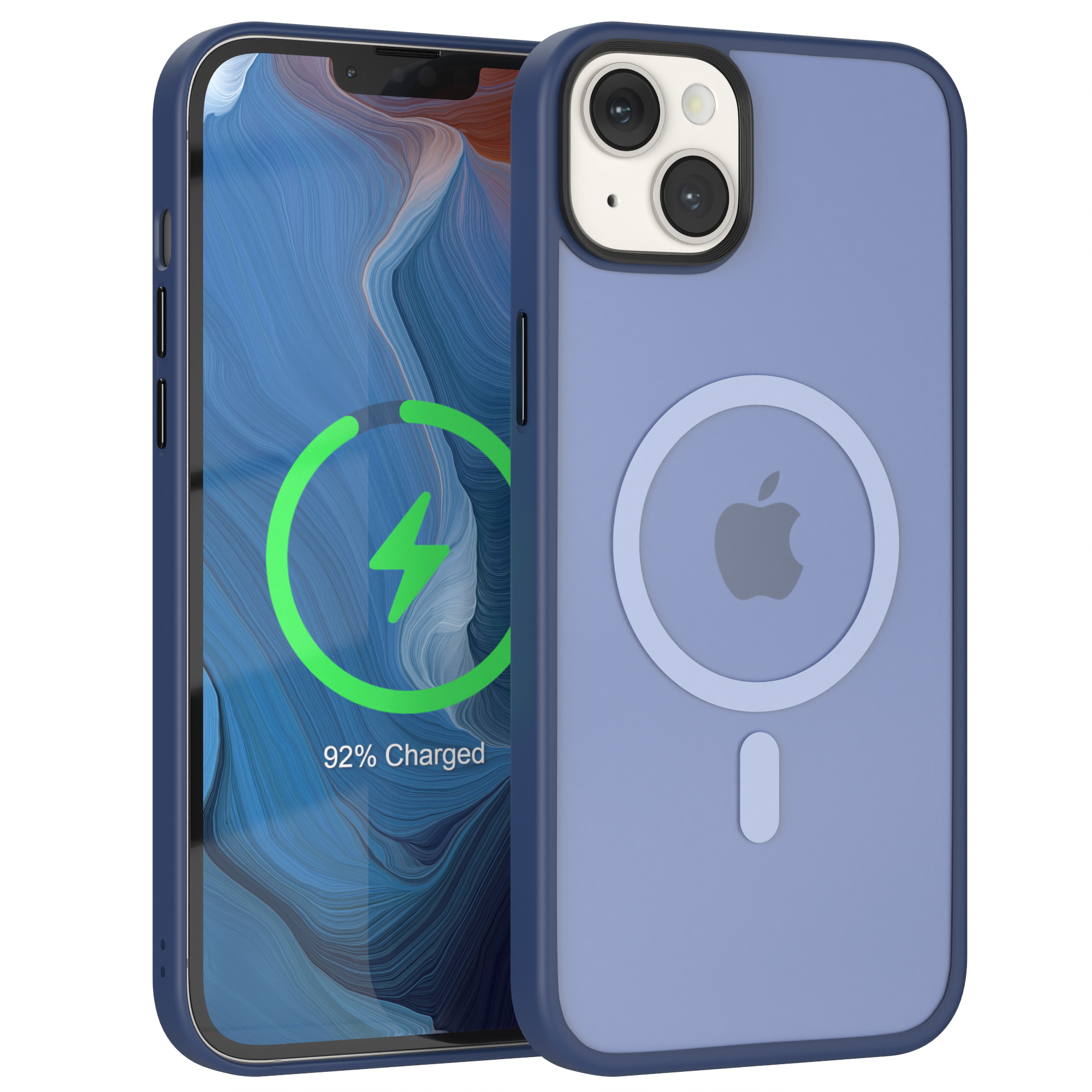 EAZY CASE Matt Outdoor Apple, 14 iPhone Plus, Dunkelblau mit MagSafe, Case Backcover