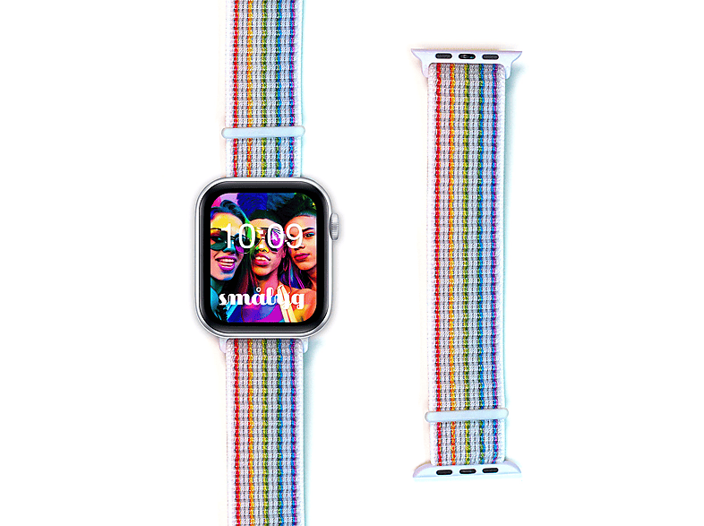 SMÅLYG Nylo Light Pride / 38, 40, 41, Ersatzarmband, Apple, Apple Watch Series 1-8 & SE, mehrfarbig | Smartwatch Armbänder
