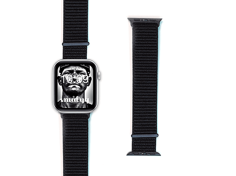 SMÅLYG Nylo Black / 38, 40, 41, Ersatzarmband, Apple, Apple Watch Series 1-8 & SE, schwarz