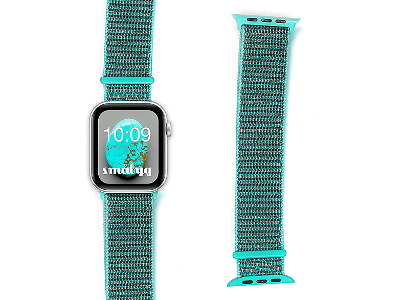 SMÅLYG Nylo Green Leaf / 38, 40, 41, Ersatzarmband, Apple, Apple Watch Series 1-8 & SE, grün | Smartwatch Armbänder