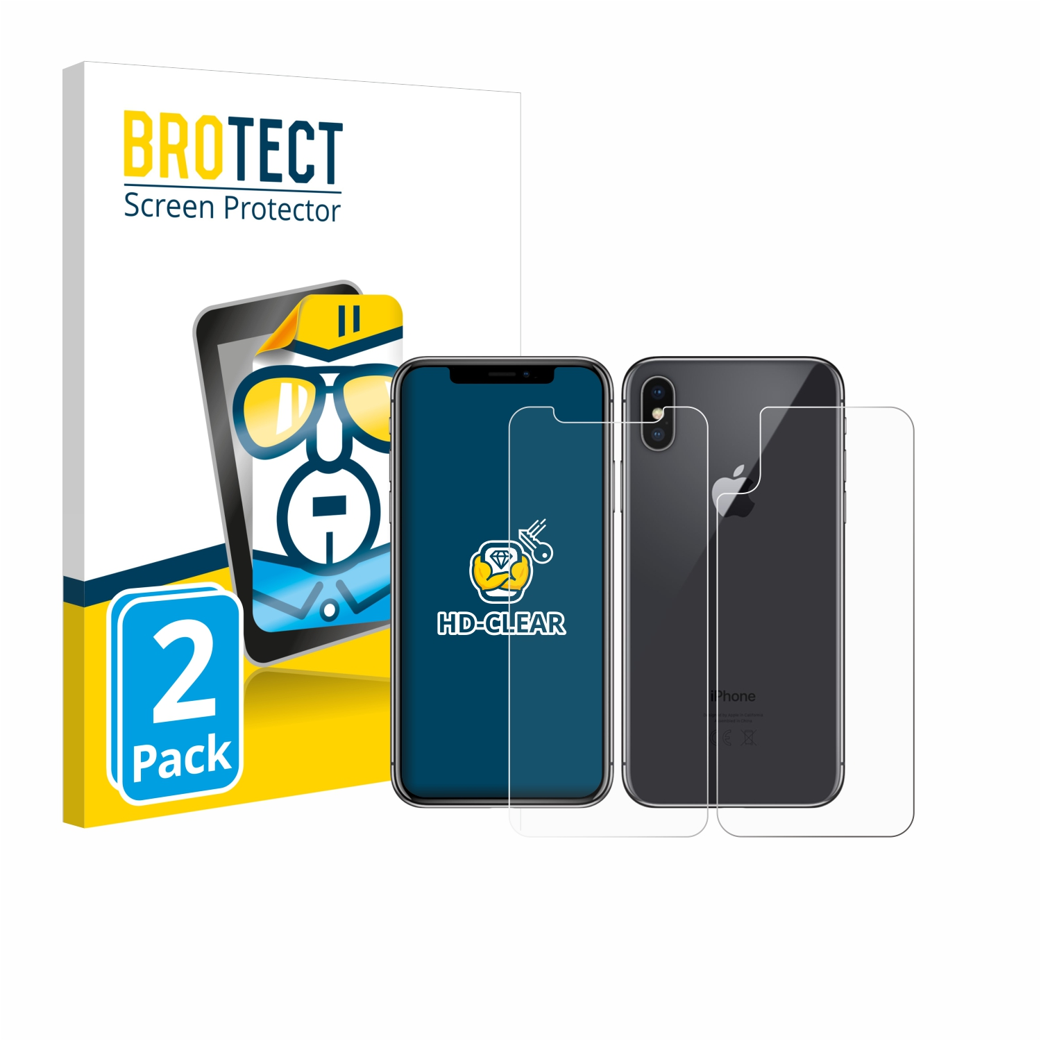 BROTECT 2x Apple X) Schutzfolie(für iPhone klare