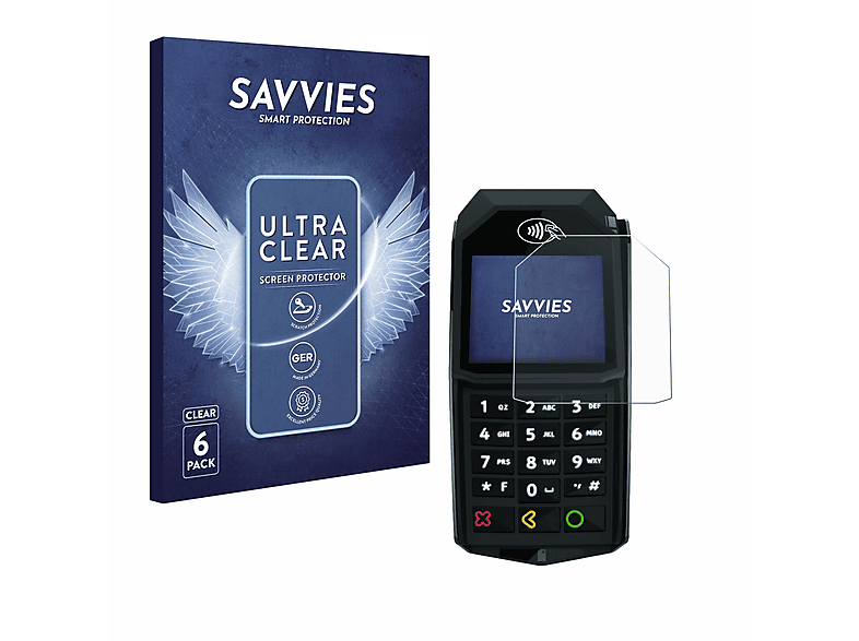 SAVVIES 6x klare Schutzfolie(für ingenico Lane/3000 (touch))