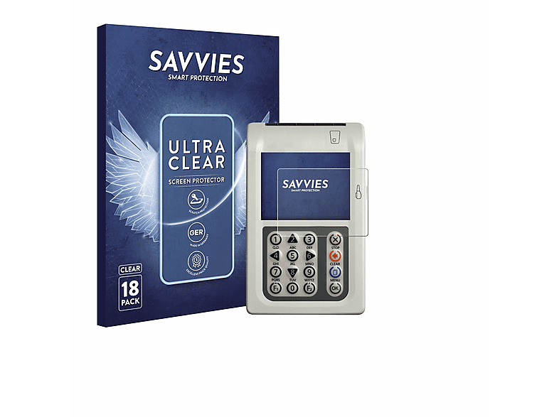 SAVVIES 18x klare Schutzfolie(für Orga ingenico 930 M)
