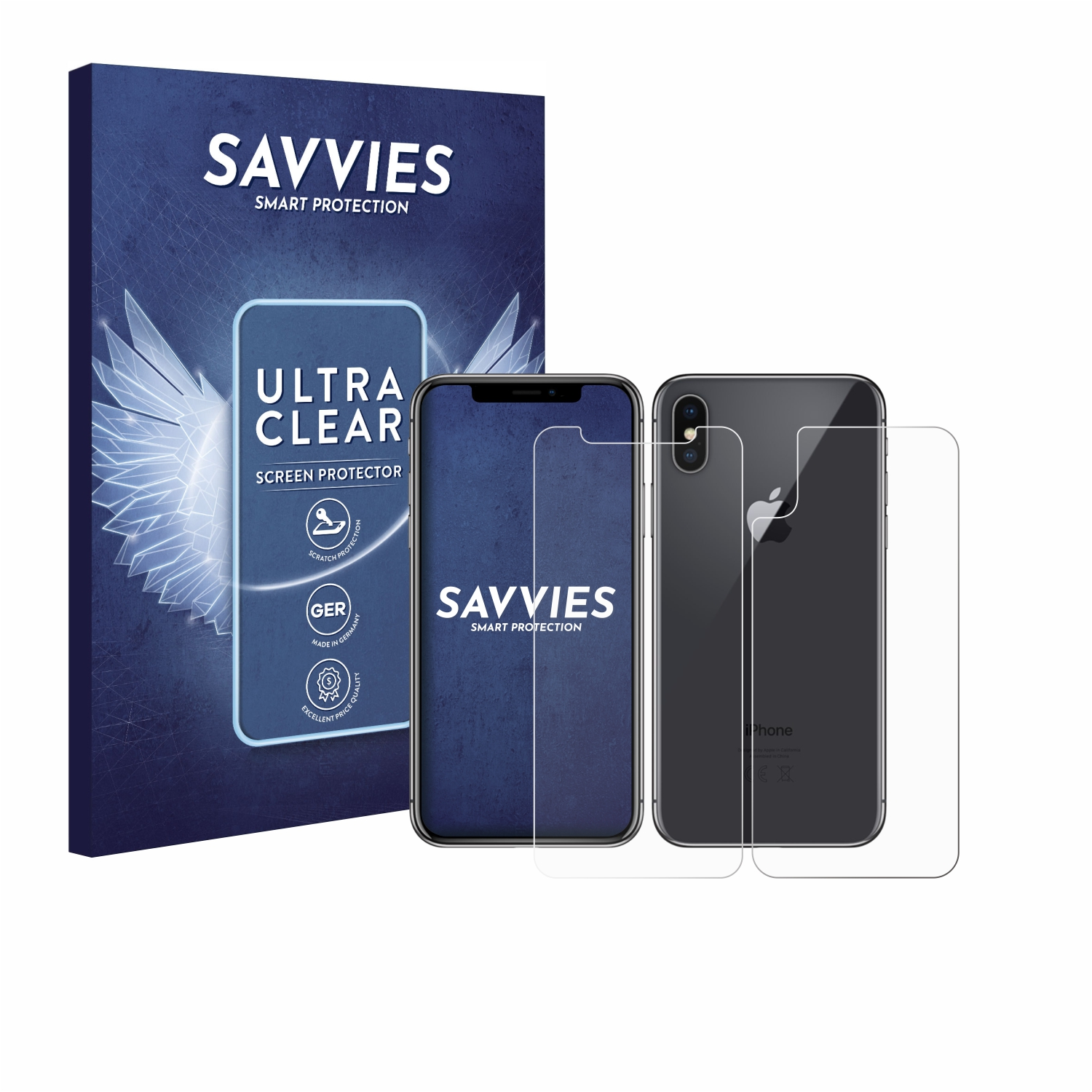 SAVVIES 18x klare Schutzfolie(für iPhone Apple X)