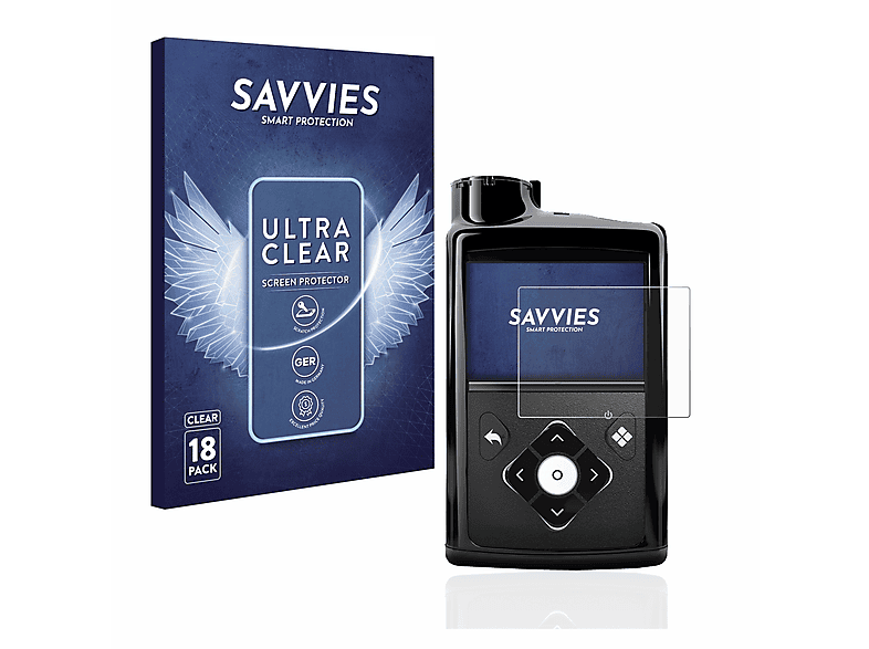 SAVVIES 18x klare Schutzfolie(für Medtronic Minimed 770G)