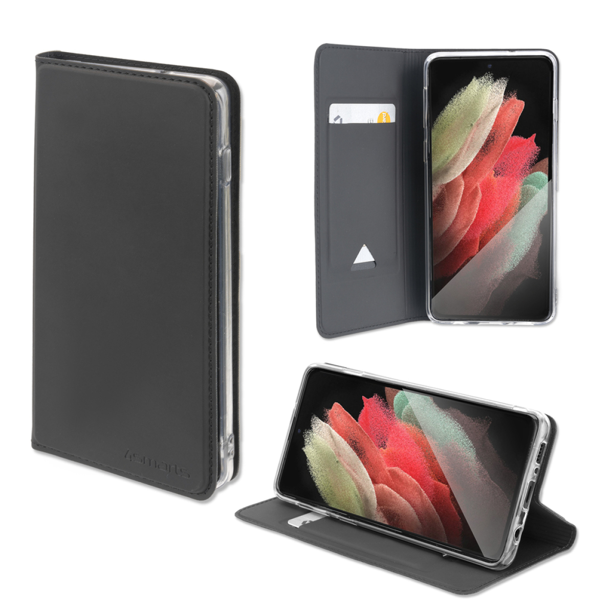 4SMARTS Flip Case URBAN Lite S21 Ultra Galaxy Ultra, Flip Galaxy S21 5G Cover, Samsung, schwarz, Schwarz