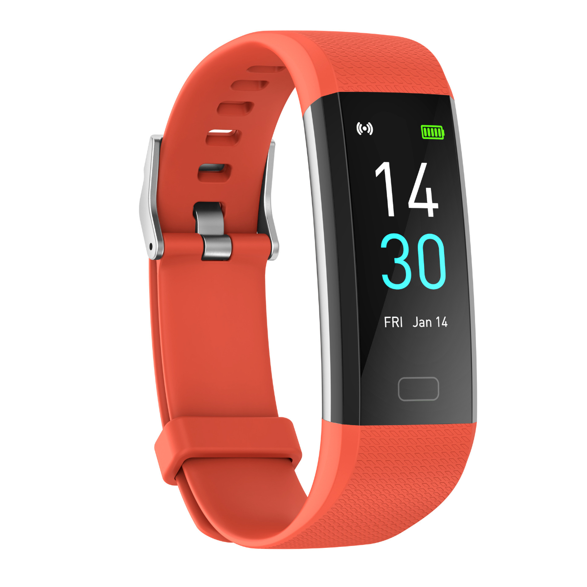 SYNTEK Smart-Armband Orange Temperatur Blutdruck Fitness Schrittzähler Smart-Armband Herzfrequenz Kunststoff Smartwatch Orange Kunststoff