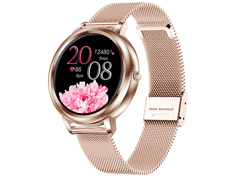 SYNTEK Smart Watch Rose Gold Slim Full Touch Screen Herzfrequenzmesser