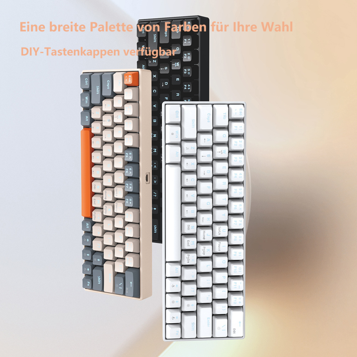DEBUY Schwarze Tastatur, mit mechanische Tastatur separatem Kabel, Tasten Anpassbare farbigen Tasten, 63 und Mechanisch Tastatur