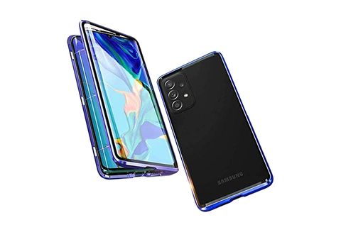 WIGENTO Beidseitige 360 Grad Magnet / Glas / Metall Hülle, Full Cover,  Samsung, Galaxy A52 5G A525 / A52s 5G, Blau