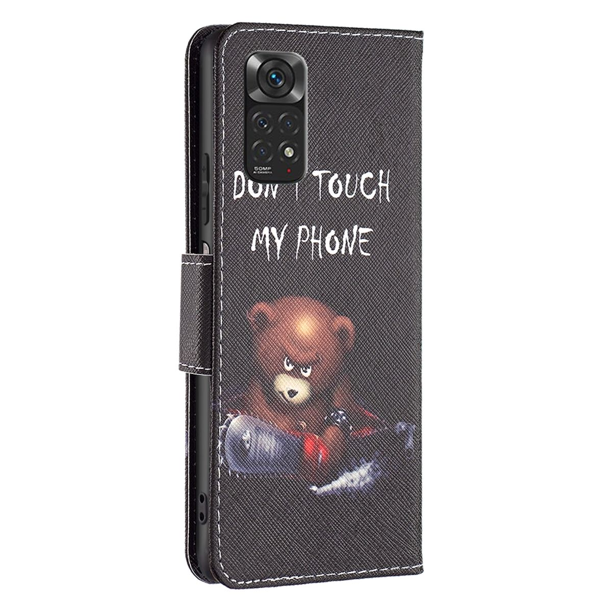 WIGENTO Design Motiv 12S Schwarz mit Muster Xiaomi, Bookcover, Druck mit Redmi 4G, Note Tasche Fächern, Kreditkarten Schutz