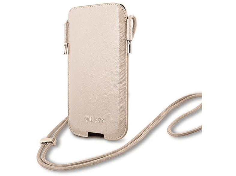 GUESS Design Umhänge Tasche, Cover, 12 Apple, Full Gold Max, Pro iPhone
