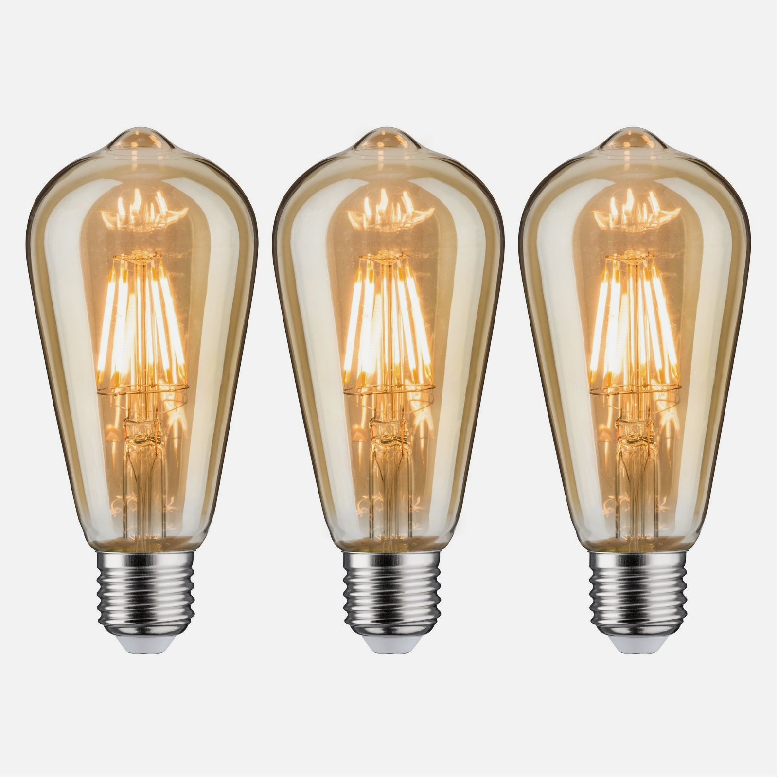 Trzy żarówki w stylu vintage.