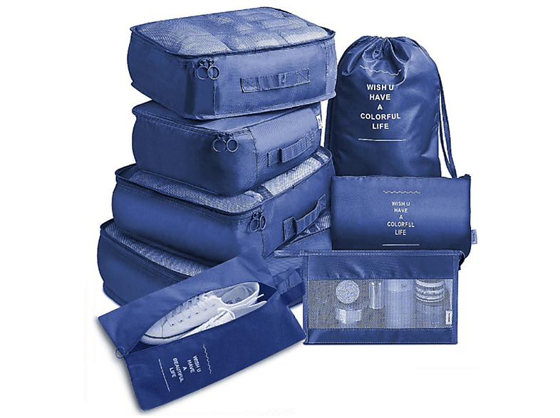 SYNTEK Organizer Set Blau Travel Organizer 8-teilig Travel Clothes Sorting Organizer Bag Blau