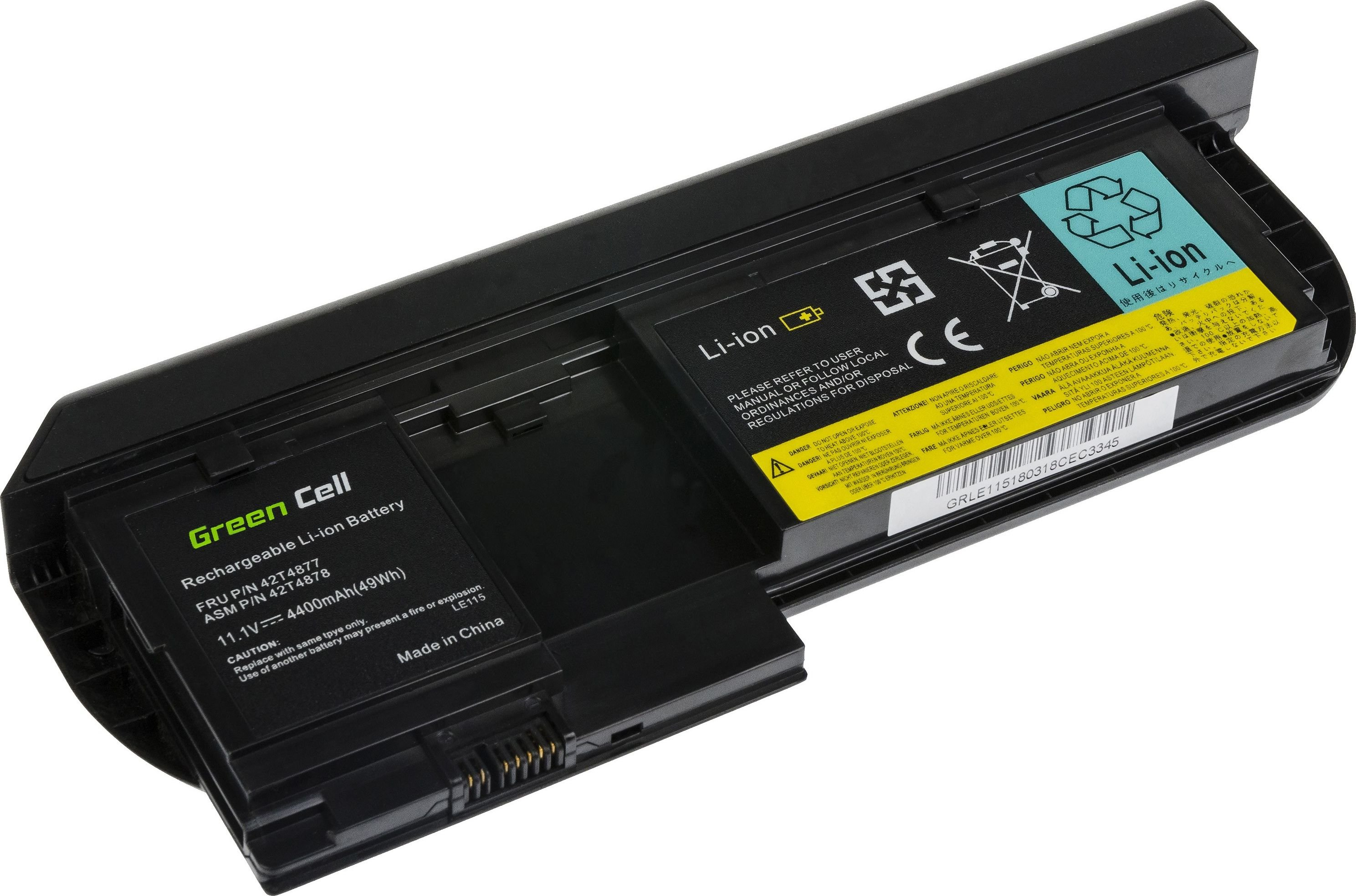 GREEN LE115 (LE115) 11.1 Lenovo 4400 Volt, ThinkPad 45N1079 Tablet X220/230 mAh CELL Akku,