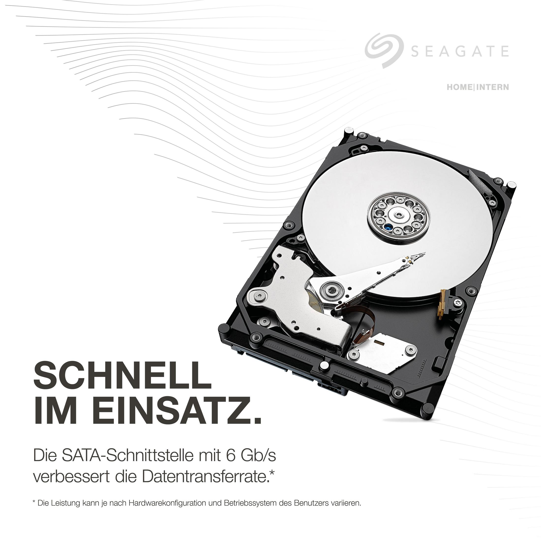 Hard disk con testo: 'SCHNELL IM EINSATZ' e 'Die SATA-Schnittstelle'.