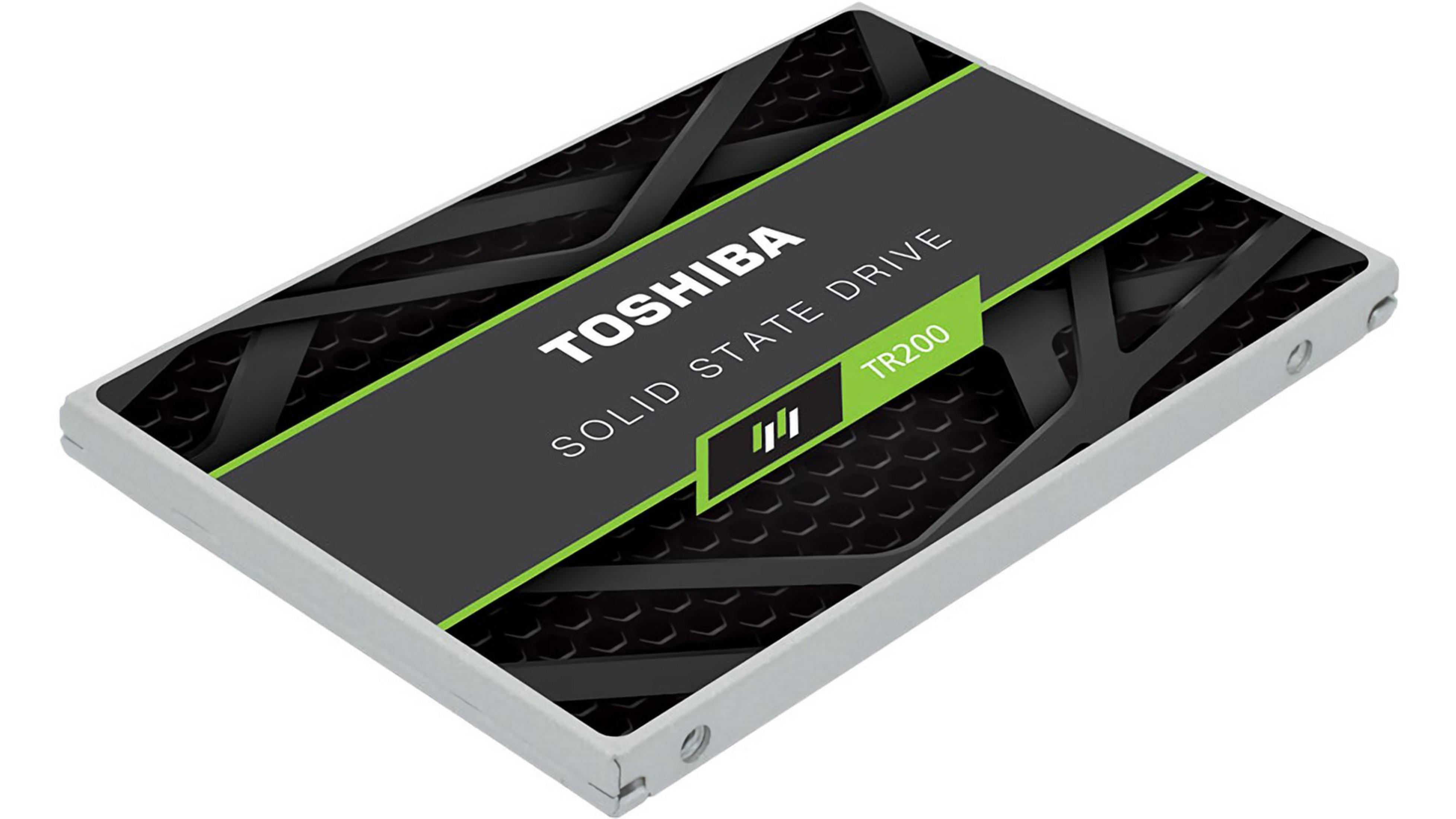 Solid State Drive (SSD) mit schwarzem und grünem Design. Graues Gehäuse.