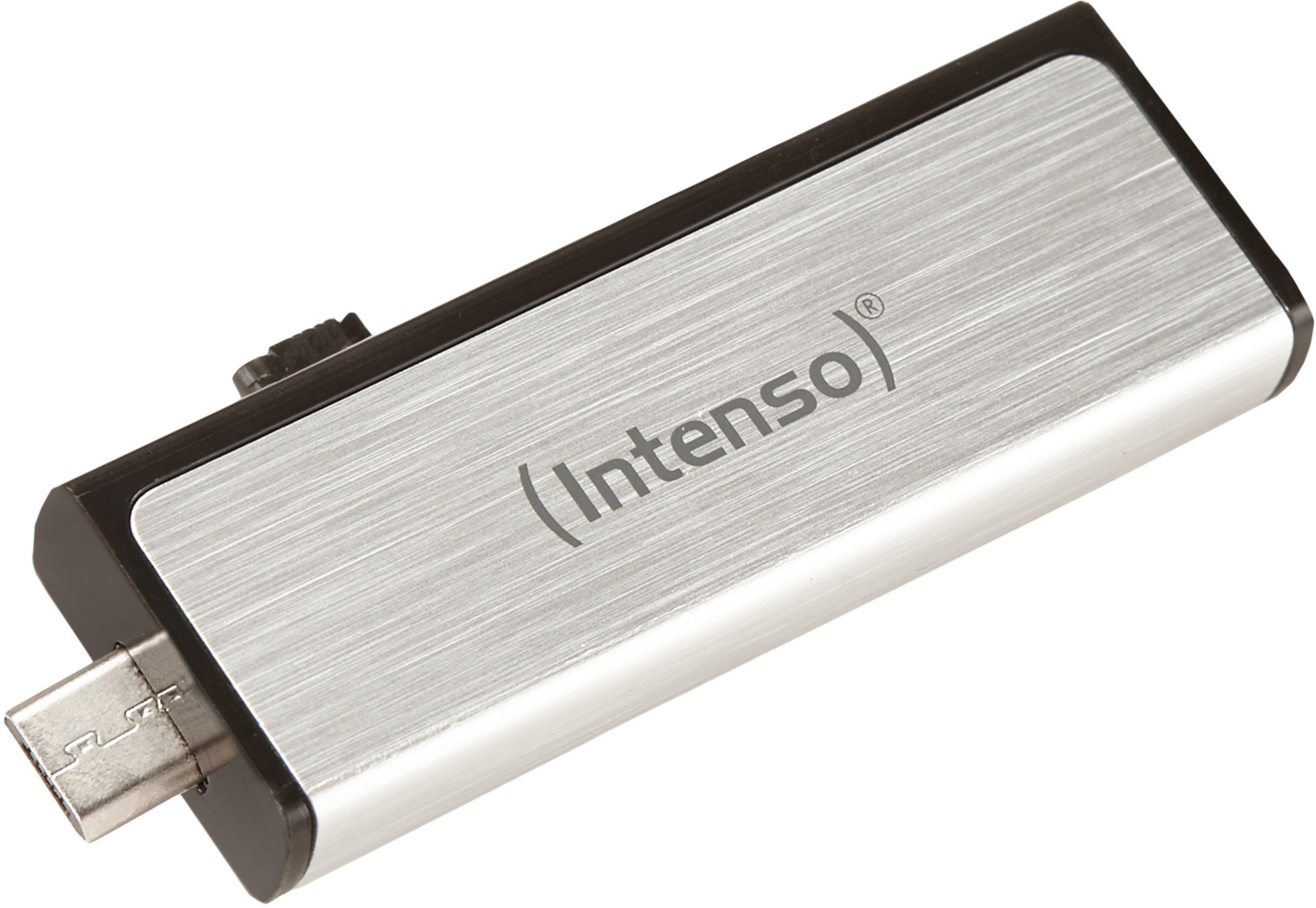 INTENSO 3523470 INT MOBILE - AN LINE (Silber, USB-Stick GB USB MICRO 16 GB) 16 + USB