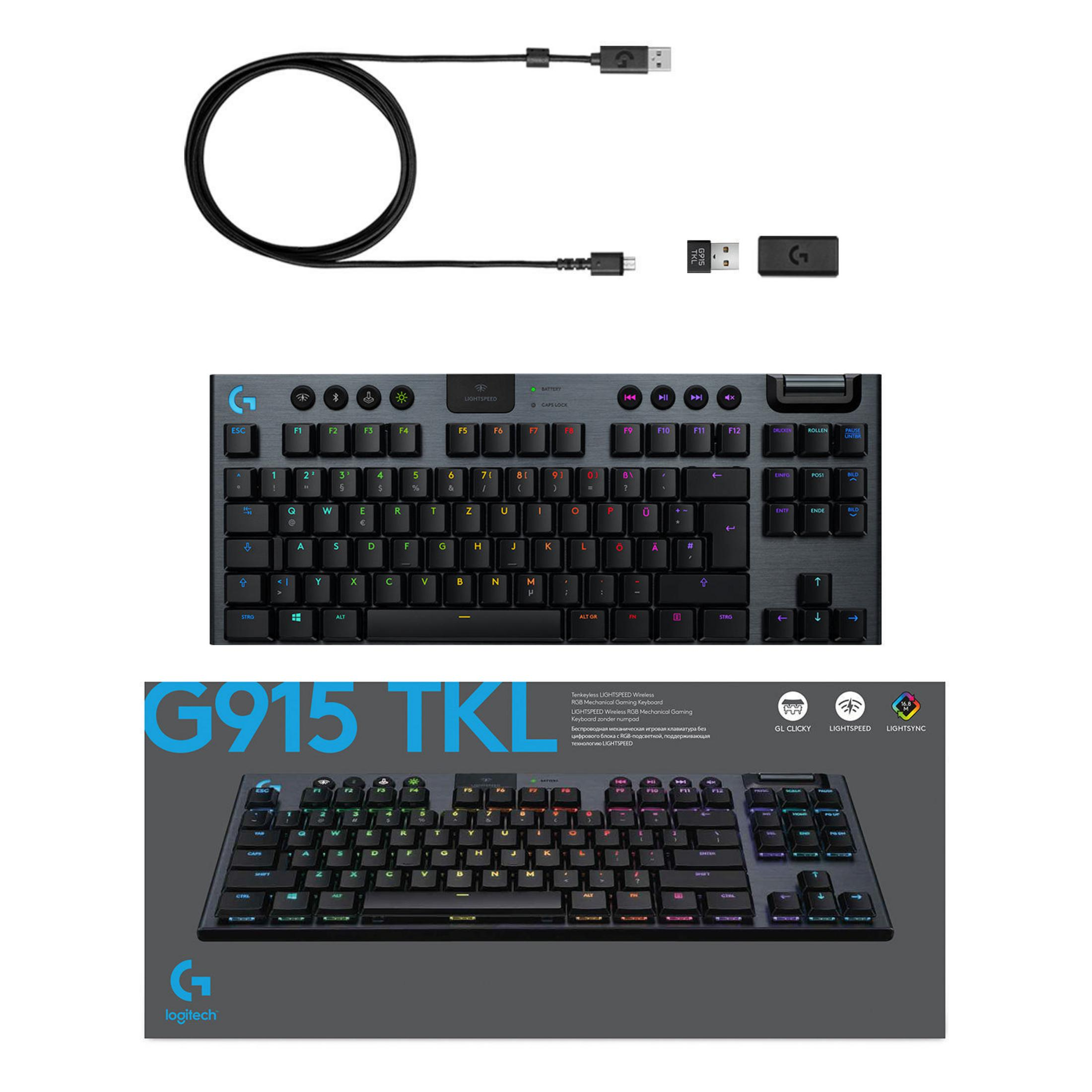 920-009513 Mechanisch LOGITECH Gaming Tastatur, G915 RGB TKL LIGHTSPEED LINEAR,