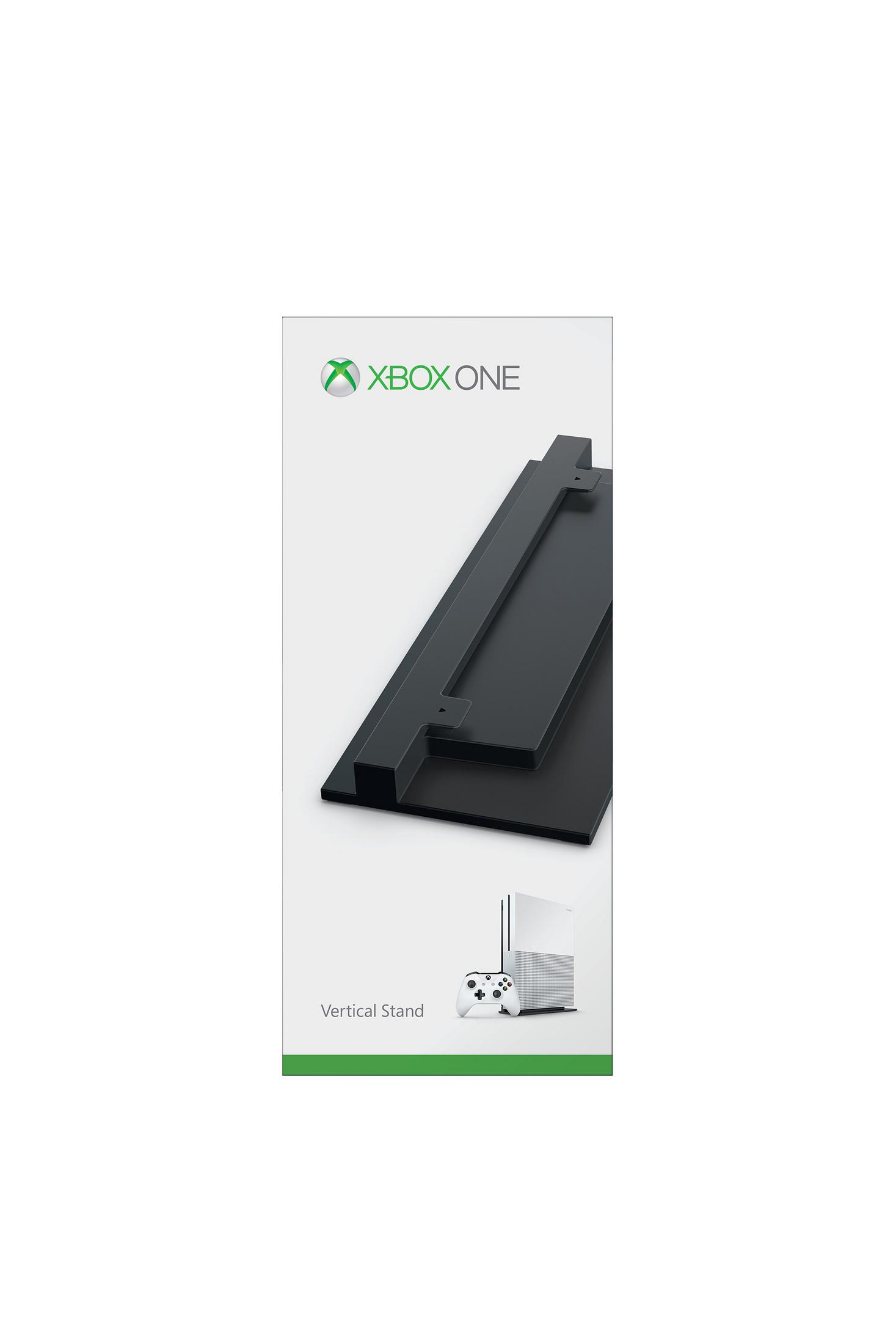 Soporte vertical para Xbox One. El soporte y un controlador están en la parte inferior, con 'XBOX ONE' en la parte superior.