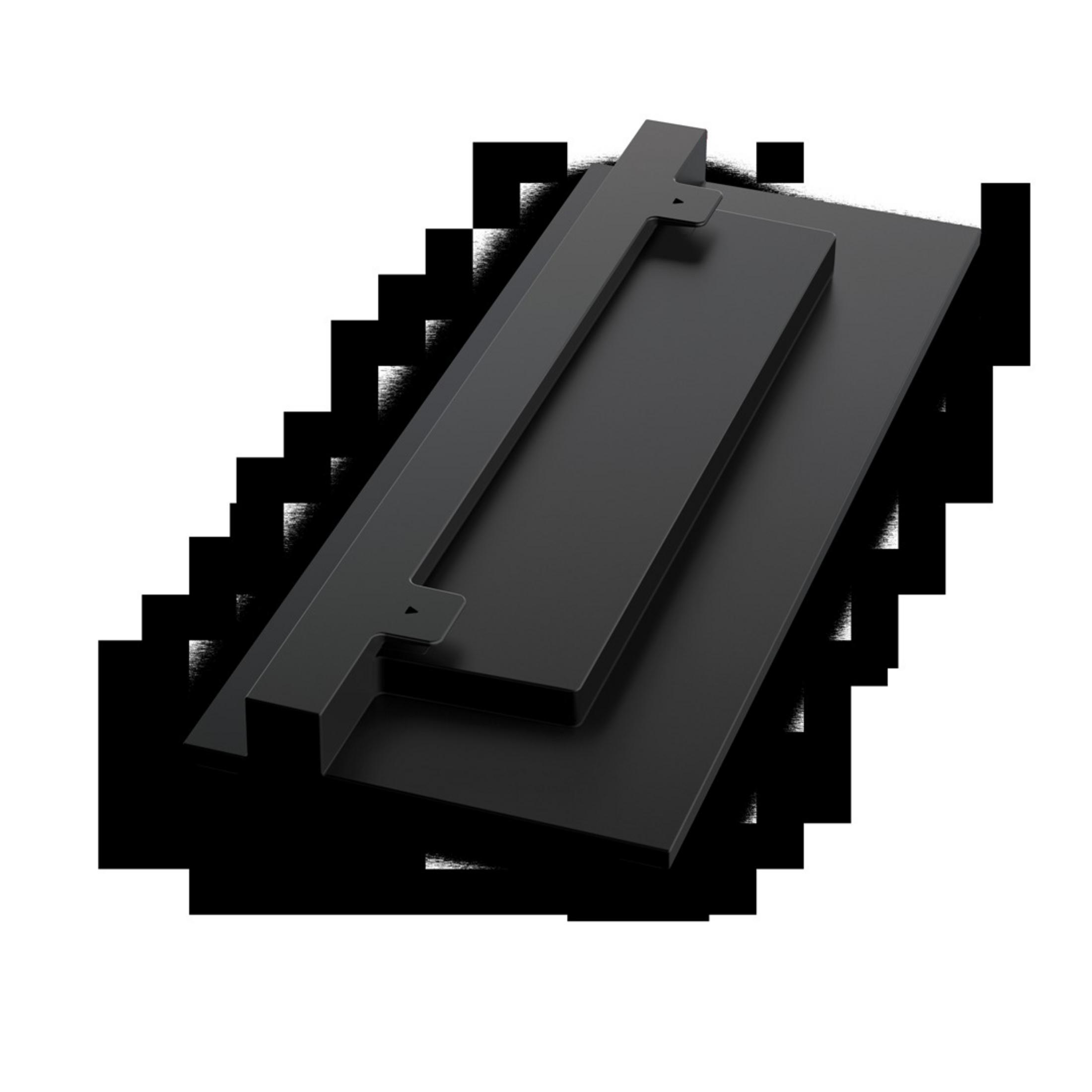 Piezas de metal negro dispuestas, mostrando un diseño geométrico.