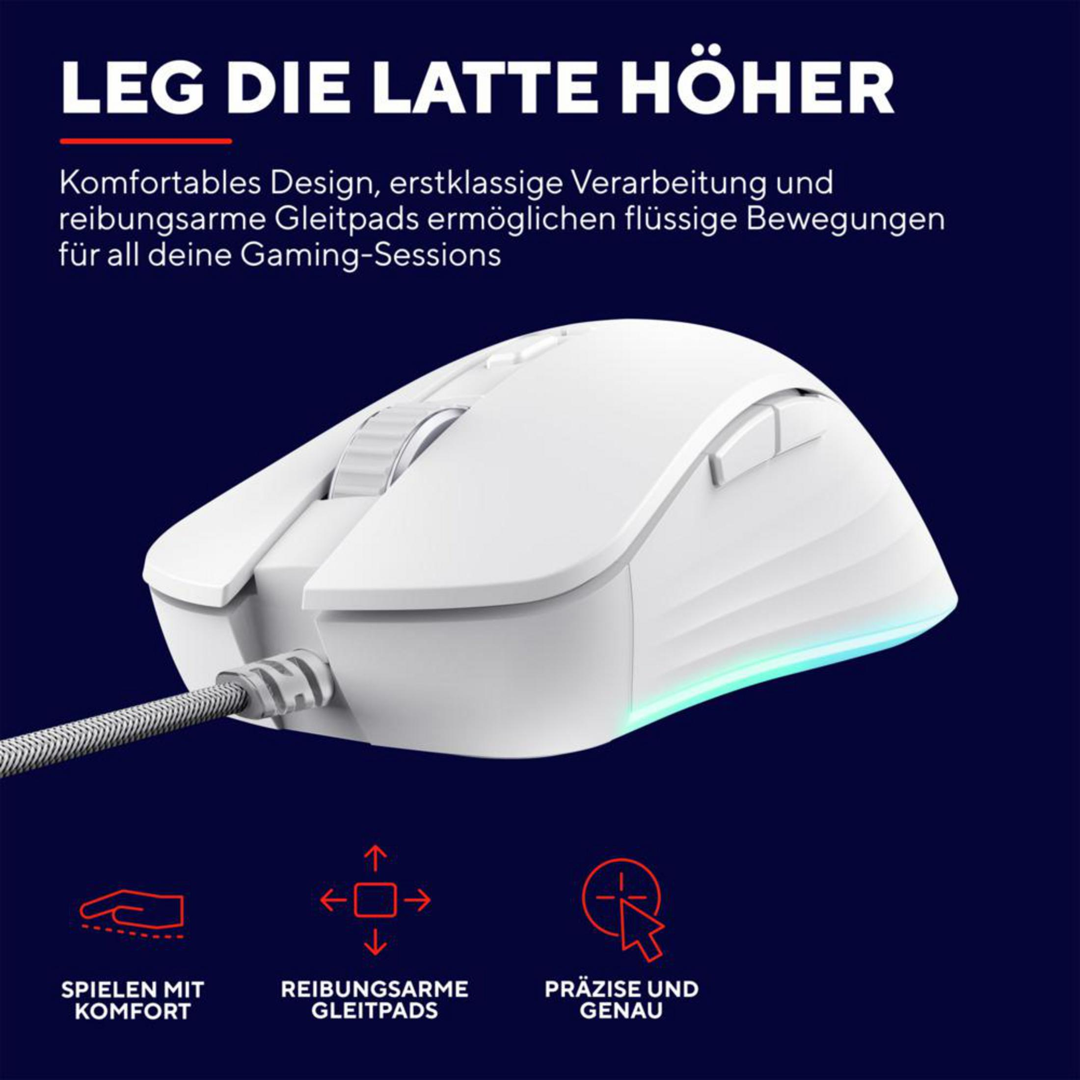 24891 MOUSE Maus, YBAR+ Gaming TRUST WHITE GXT924W GAMING Weiß