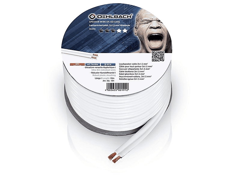 OEHLBACH D1C191 SPEAKER WIRE SP-15 10M SPULE WEISS, Lautsprecherkabel - View #6