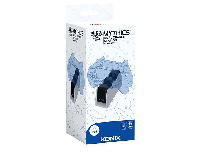 KONIX KX DUAL CHARGE BASE PS5, Zubehör PS5, Schwarz/Weiß