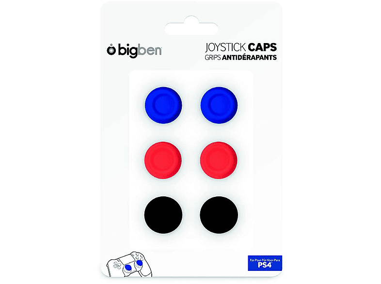 BIGBEN BB373103 CONTROLLER THUMB GRIPS (PS4), Thumb Grips, Rot/Schwarz/Blau
