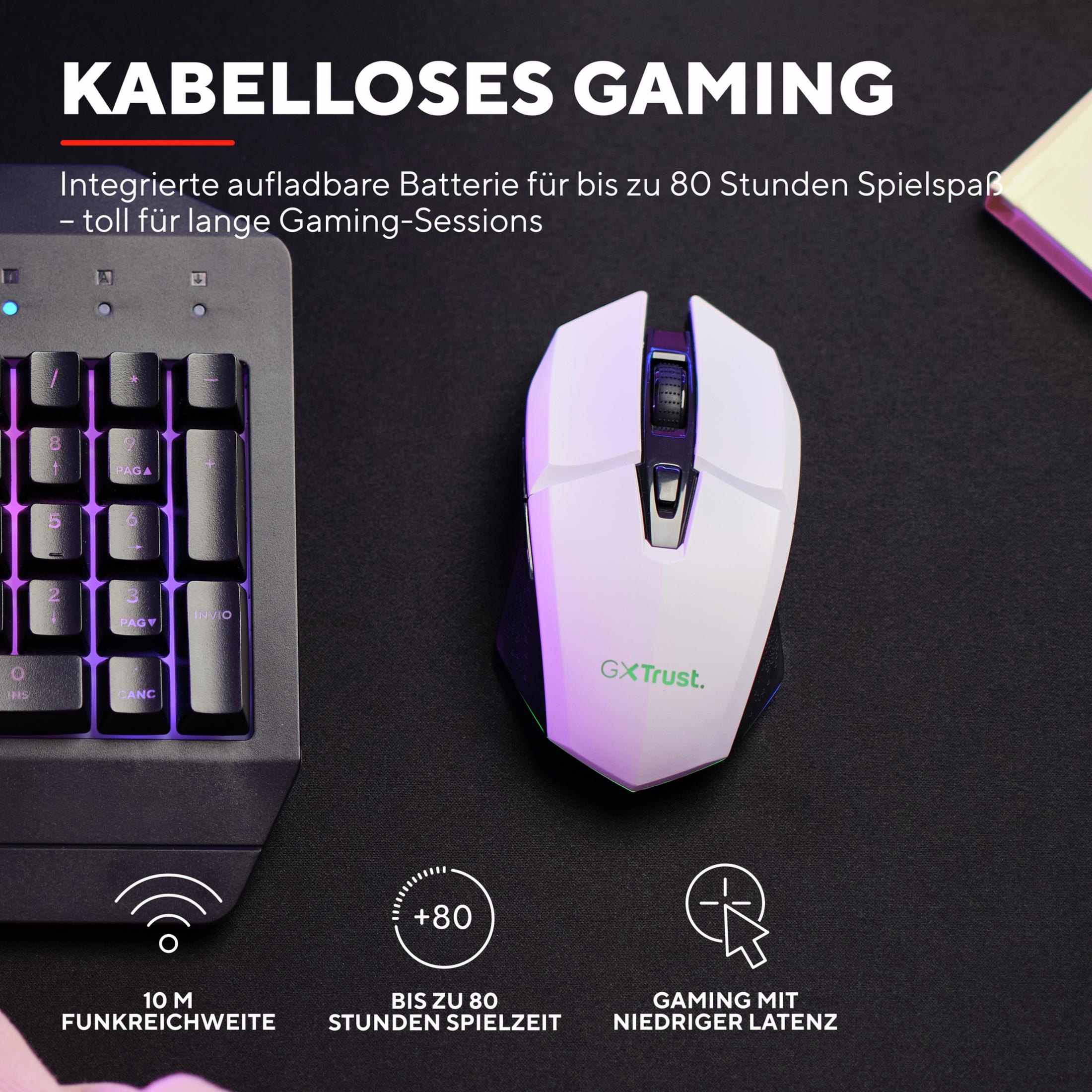 WIRELESS GXT110W 25069 White MOUSE Maus, FELOX WHITE TRUST Winning Gaming