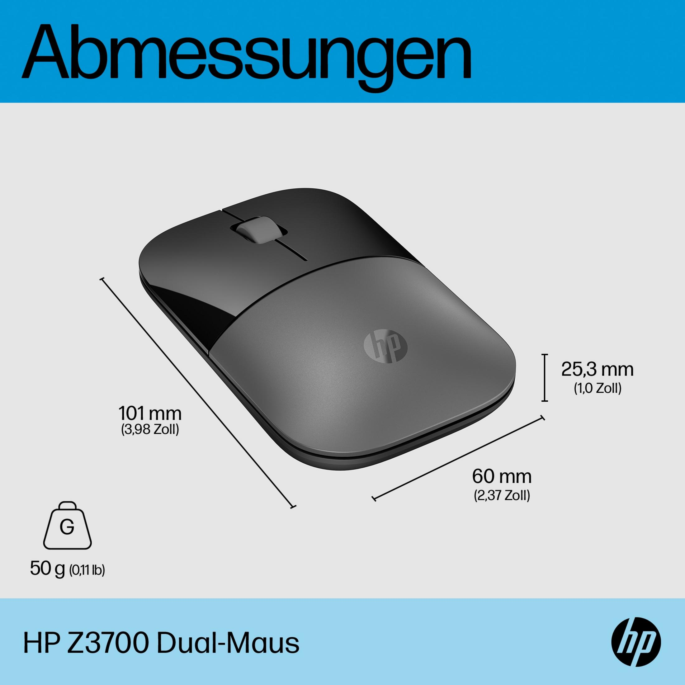 MOUSE EURO HP SILVER Z3700 WIRELESS Dual-Maus, Silbergrau DUAL 758A9AA#ABB