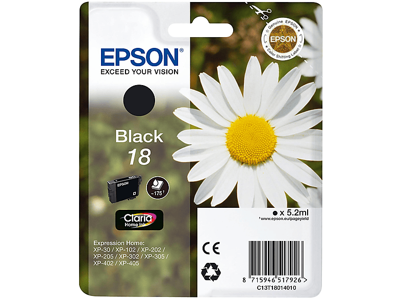 EPSON C13T18014010 BLACK (GÄNSEBLUME) Schwarz Tintenpatrone (C13T18014010)