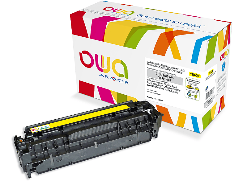 OWA K15135OW ERSETZT HP CC532A&CANON 2659B002718Y Toner Gelb (HP CC532A, 304A, CC 532 A, 304A YELLOW, NO 304A, NO 304A Y, NO 304A YELLOW, CANON 2659B002, 718Y, 2659 B 002, CRG 718Y, 2659B002AA)