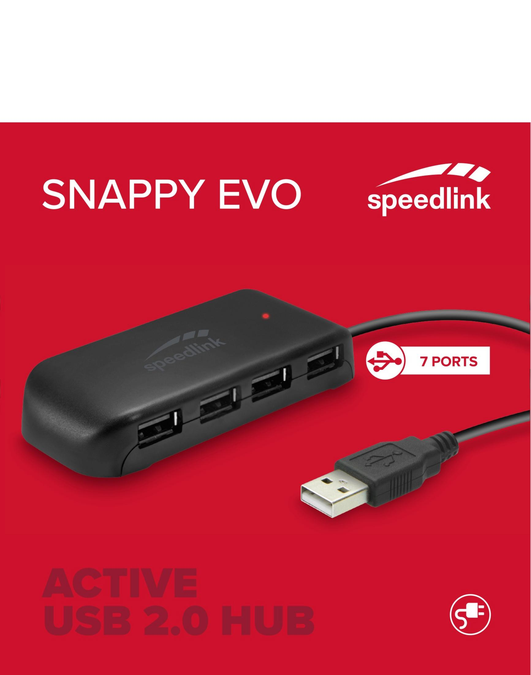 SPEEDLINK USB Schwarz SL-140005-BK HUB USB EVO SNAPPY Hub, USB 2.0, 7-PORT