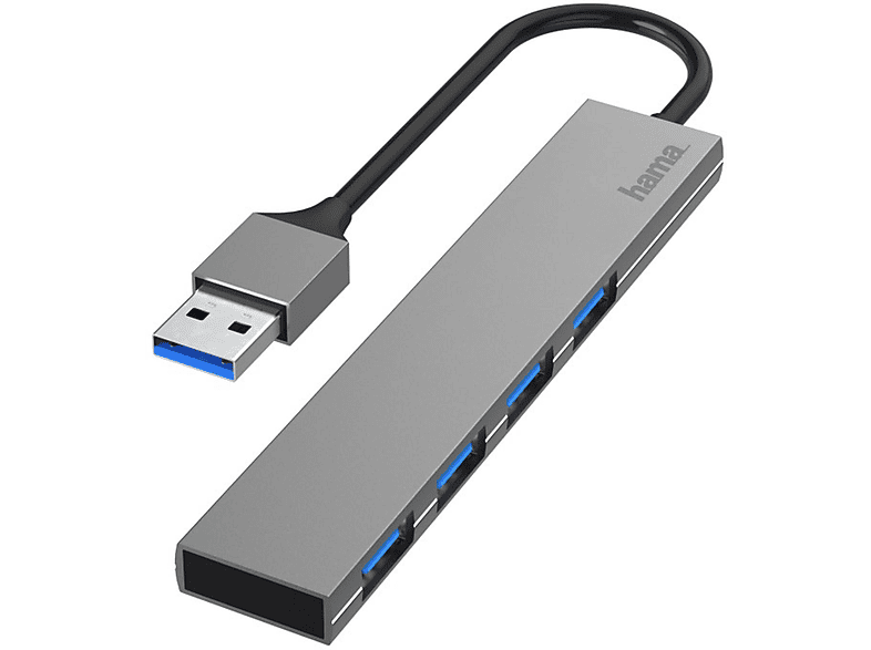 PORTS, HAMA USB USB-A-HUB, 200114 Anthrazit 5 Hub, 4 GBIT/S,