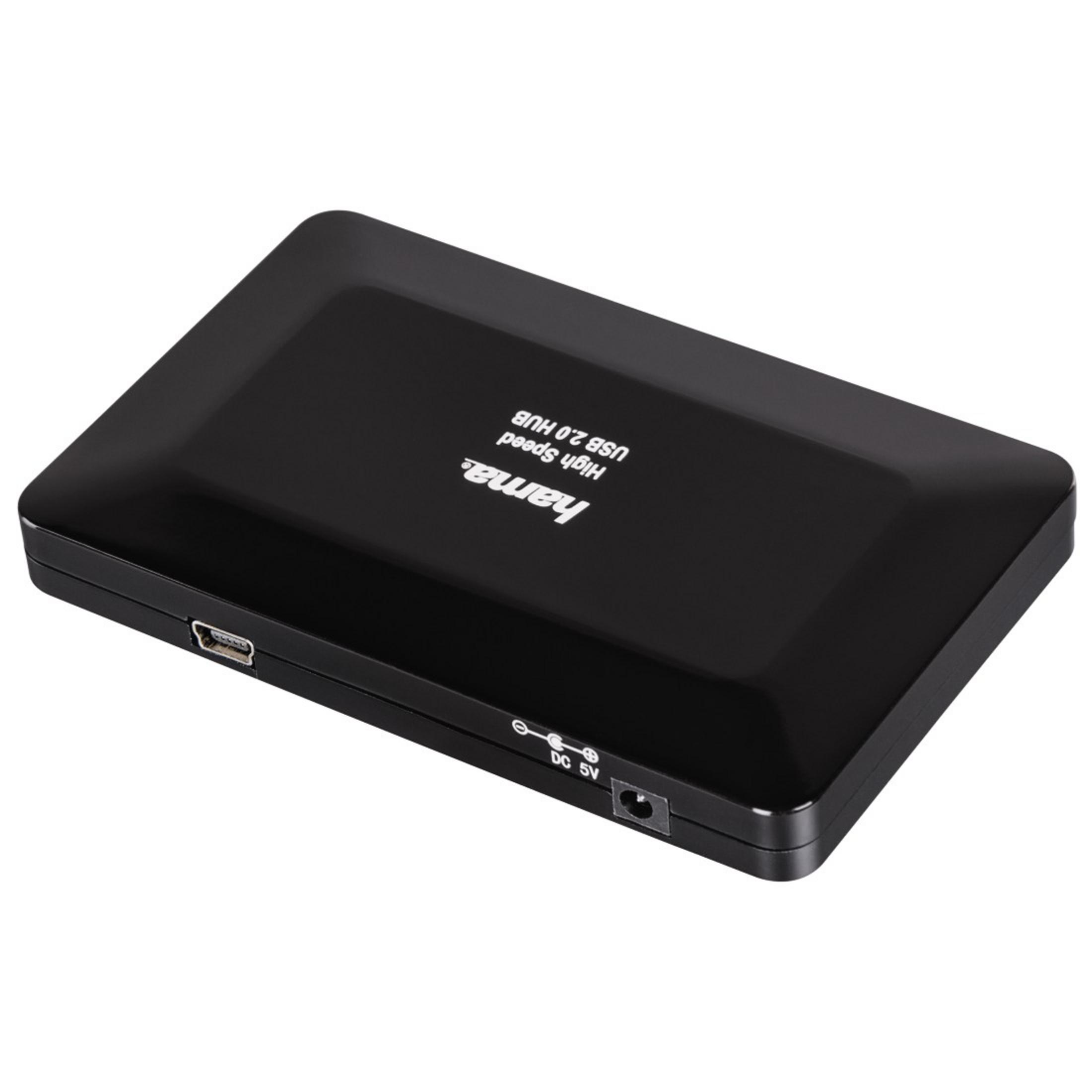 HAMA 078472 USB 2.0 HUB NETZTEIL, 1:4 USB-Hub, Schwarz