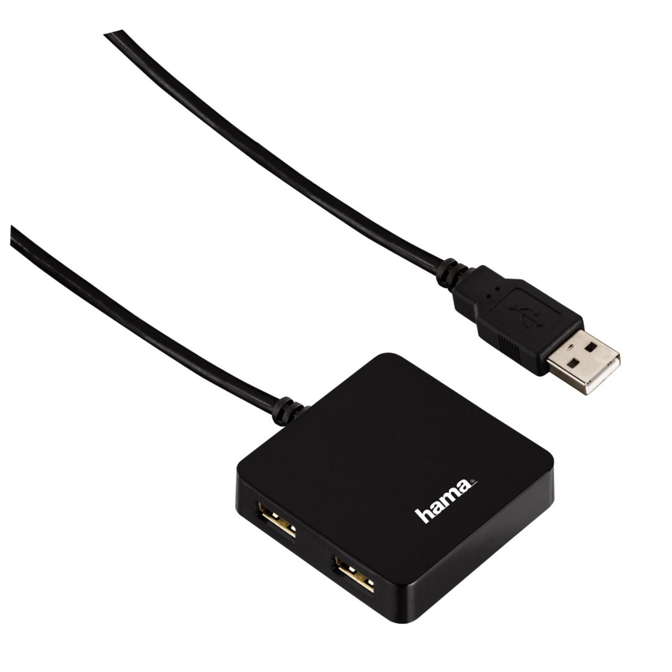 HAMA 012131 USB2.0 HUB 1:4 IK26, Schwarz USB-2.0-Hub, BUSP