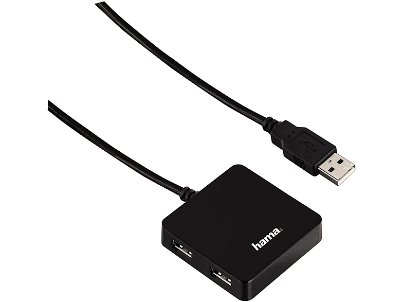 HAMA 012131 USB2.0 HUB 1:4 BUSP. IK26, USB-2.0-Hub, Schwarz