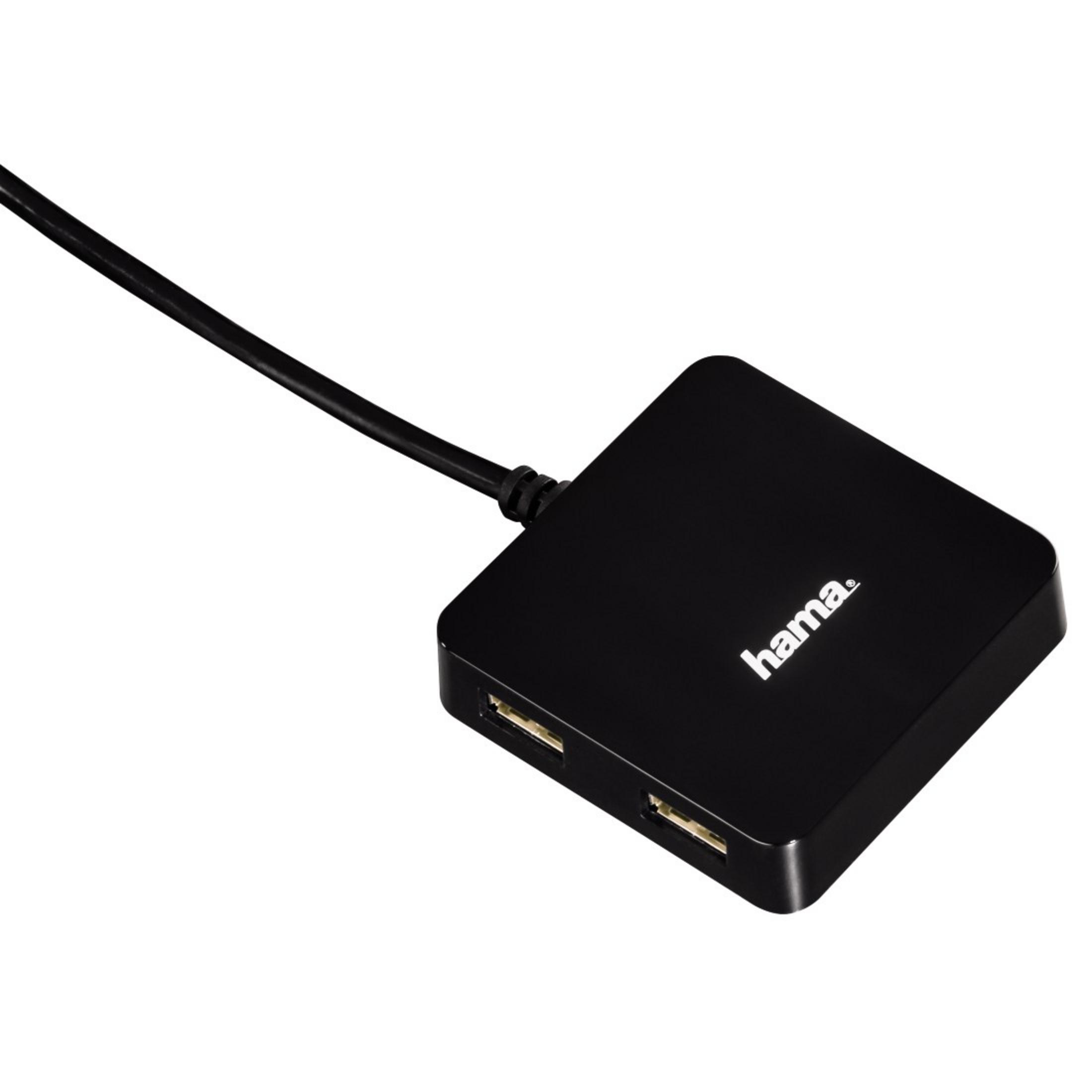 HAMA 012131 USB2.0 HUB 1:4 IK26, Schwarz USB-2.0-Hub, BUSP
