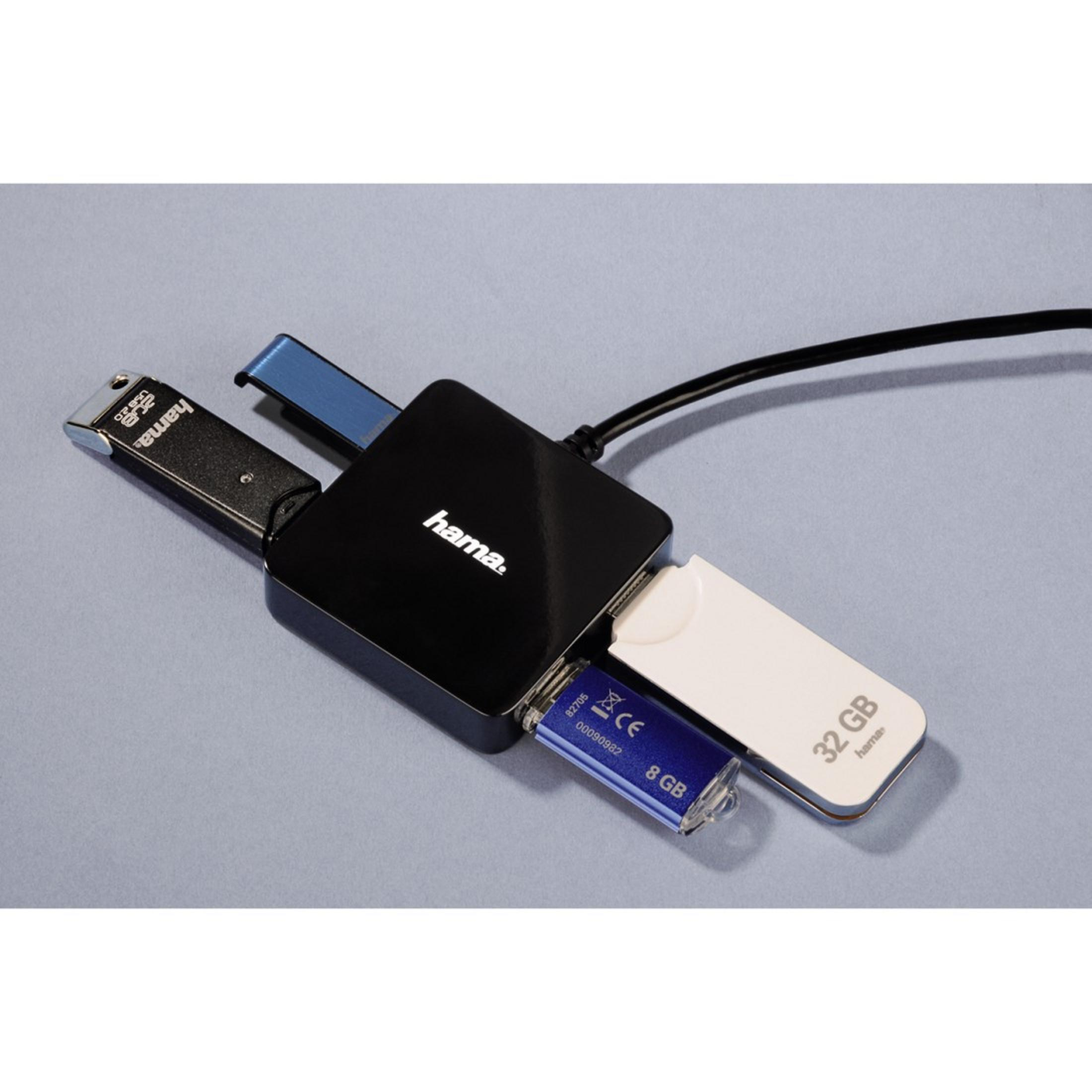 HAMA 012131 USB2.0 HUB IK26, 1:4 Schwarz BUSP. USB-2.0-Hub