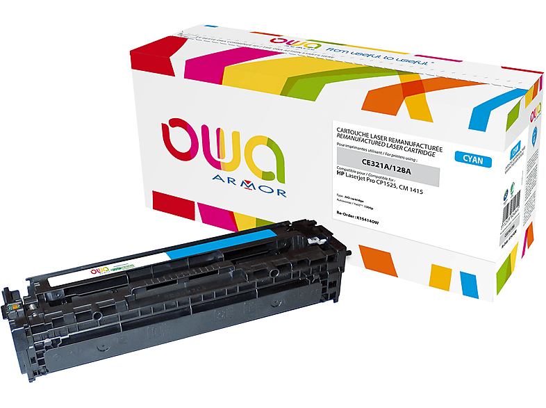 OWA K15414OW ERSETZT HP CE321A/128A Toner Cyan (HP CE321A, 128A, CE 321 A, NO 128A, 128A C, NO 128A C, NO 128A CYAN)