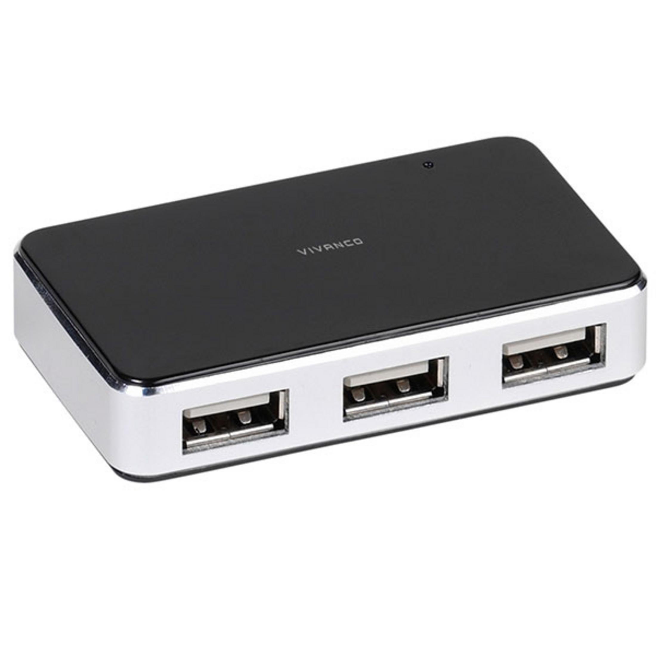 VIVANCO AKTIV, 36662 HUB, USB 4-PORT, Hub, Silber/Schwarz