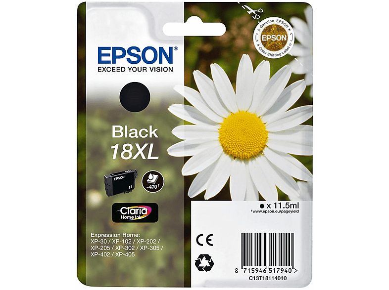 EPSON C13T18114010 XL BLACK (GÄNSEBLUME) (C13T18114010) Tintenpatrone Schwarz