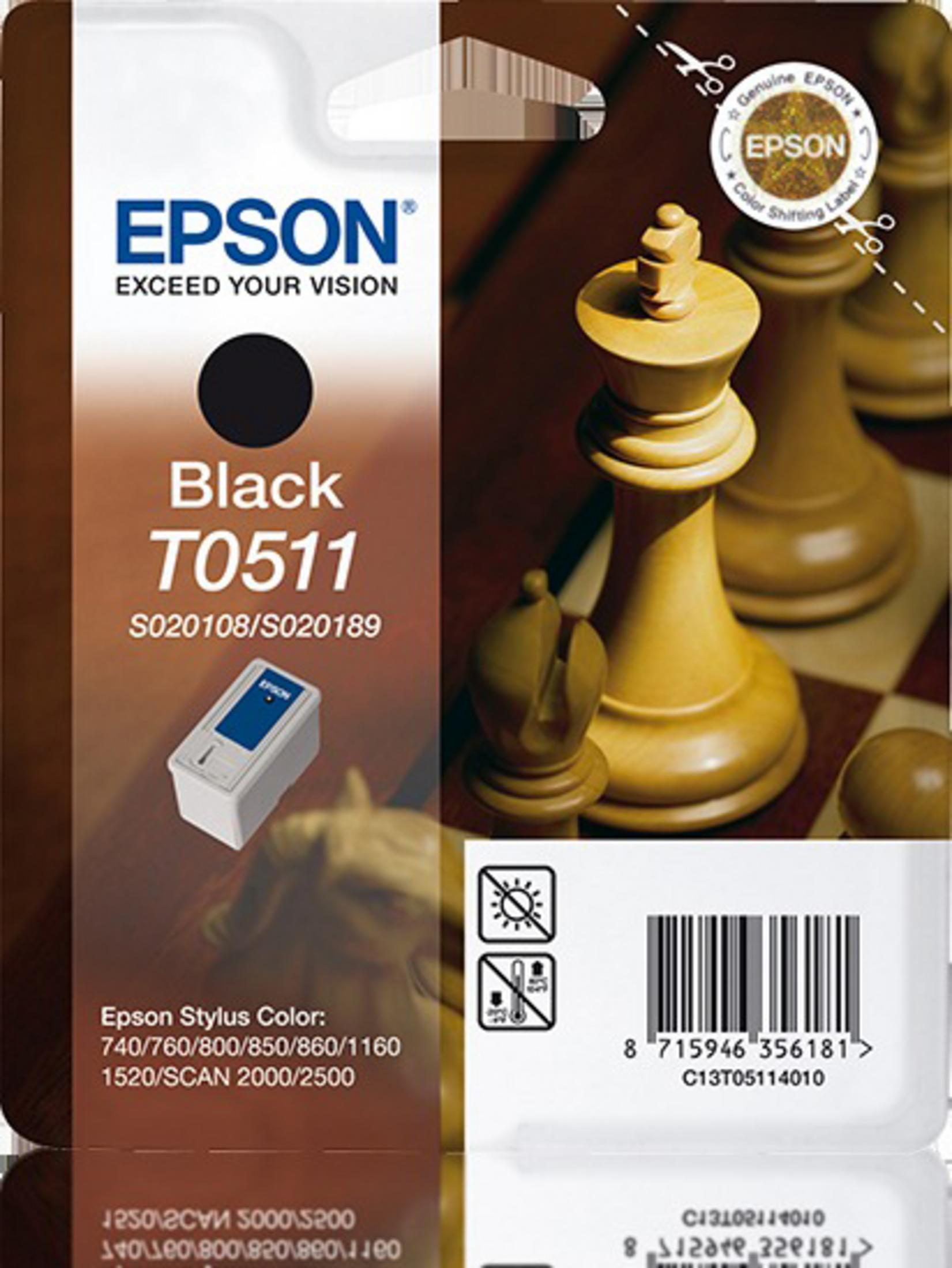EPSON C13T05114010 BLACK F. STYLUS Tintenpatrone Schwarz COLOR (C13T05114010)
