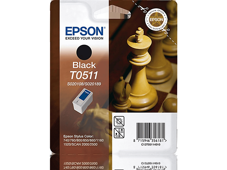EPSON C13T05114010 BLACK F. STYLUS Tintenpatrone COLOR (C13T05114010) Schwarz
