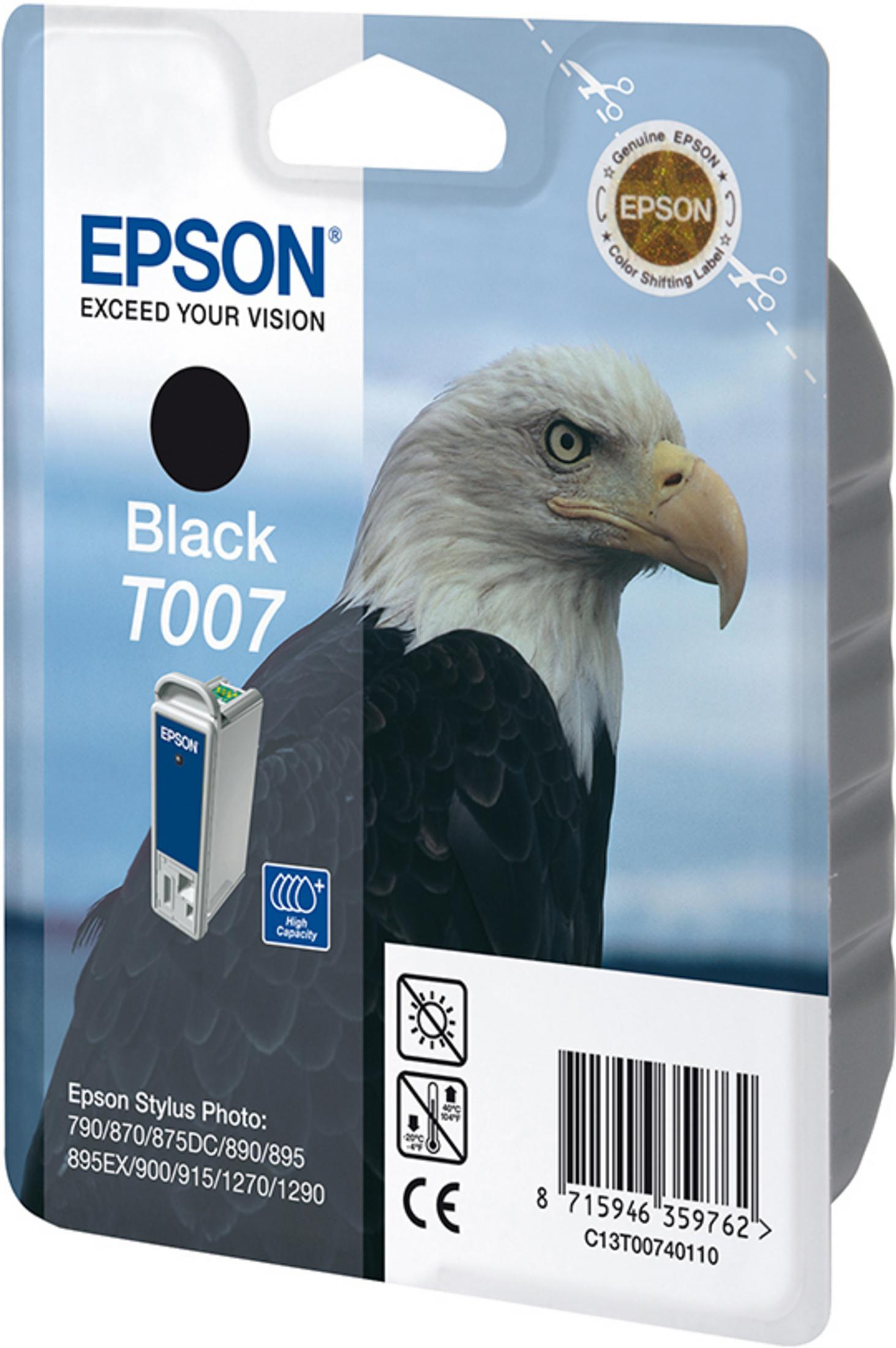 Tintenpatronenverpackung mit einem Adlerbild. Die Verpackung ist blau und weiß.