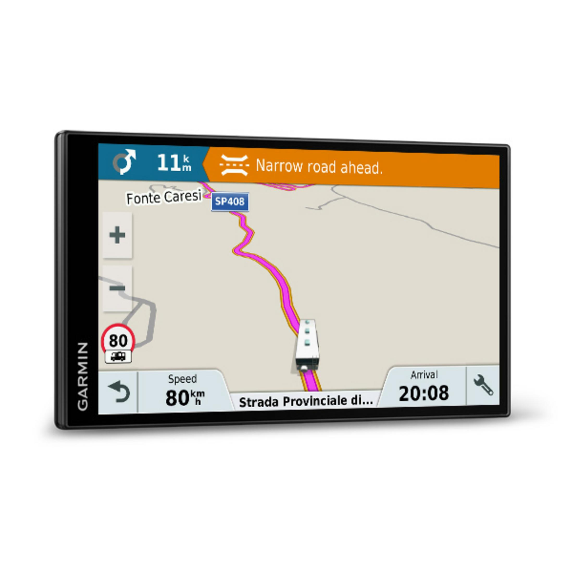 Garmin GPS-Gerät mit Karte und Navigationsinformationen.
