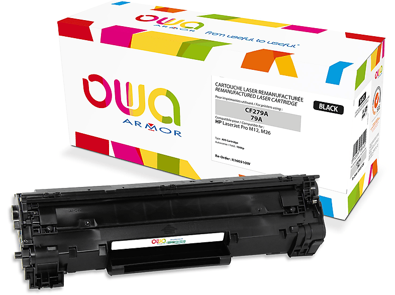 OWA K16051OW ERSETZT HP CF279A/79A Toner Schwarz (HP CF279A, CF 279 A, 79A BK, NO 79A BLACK, NO 79A BK)